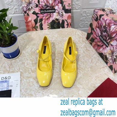 Dolce  &  Gabbana Heel 6.5cm Patent Leather Mary Janes Yellow with DG Karol Heel 2021